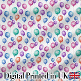 Bright Watercolor Balloons with Blue Purple Tones Seamless Pattern Digital Print Fabric by the Metre UK Sewing Quilting Textile