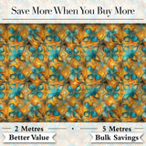 Abstract Teal and Orange Floral Geometric Seamless Pattern Digital Print Fabric by the Metre UK Sewing Quilting Textile