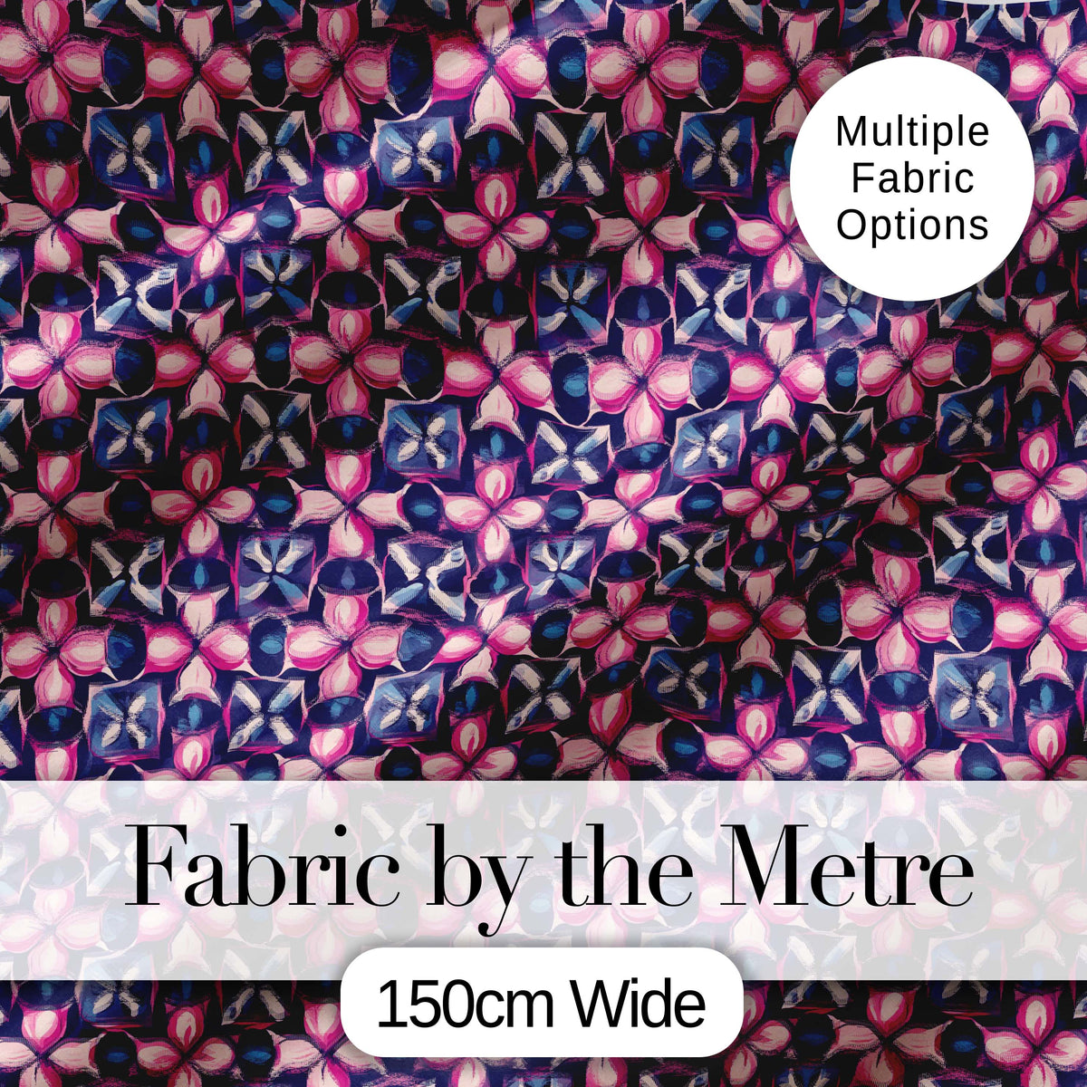 Geometric Pink Purple Floral Tile Seamless Pattern Digital Print Fabric by the Metre UK Sewing Quilting Textile