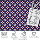Geometric Pink Purple Floral Tile Seamless Pattern Digital Print Fabric by the Metre UK Sewing Quilting Textile