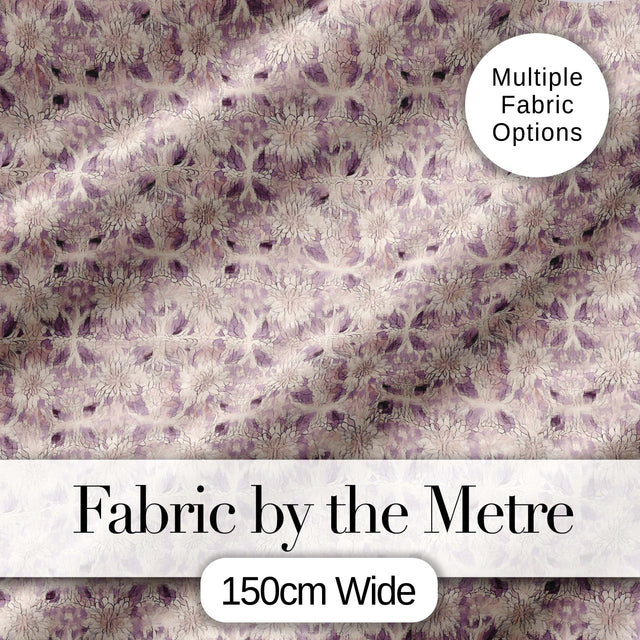 Soft Vintage Floral Lace Pattern in Beige and Lavender Tones Elegant Repeat Digital Print Fabric by the Metre UK Sewing Quilting Textile