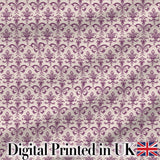 Ornate Baroque Fleur de Lis Pattern in Deep Plum on Neutral Background Digital Print Fabric by the Metre UK Sewing Quilting Textile