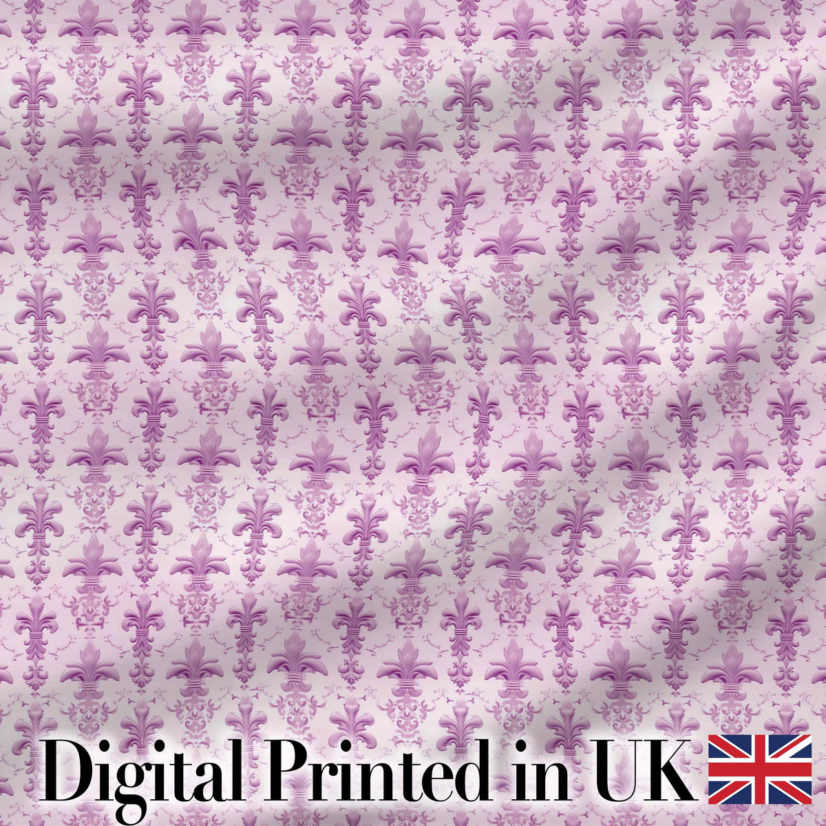 Classic French Fleur de Lis Pattern in Light Lavender on Cream Digital Print Fabric by the Metre UK Sewing Quilting Textile
