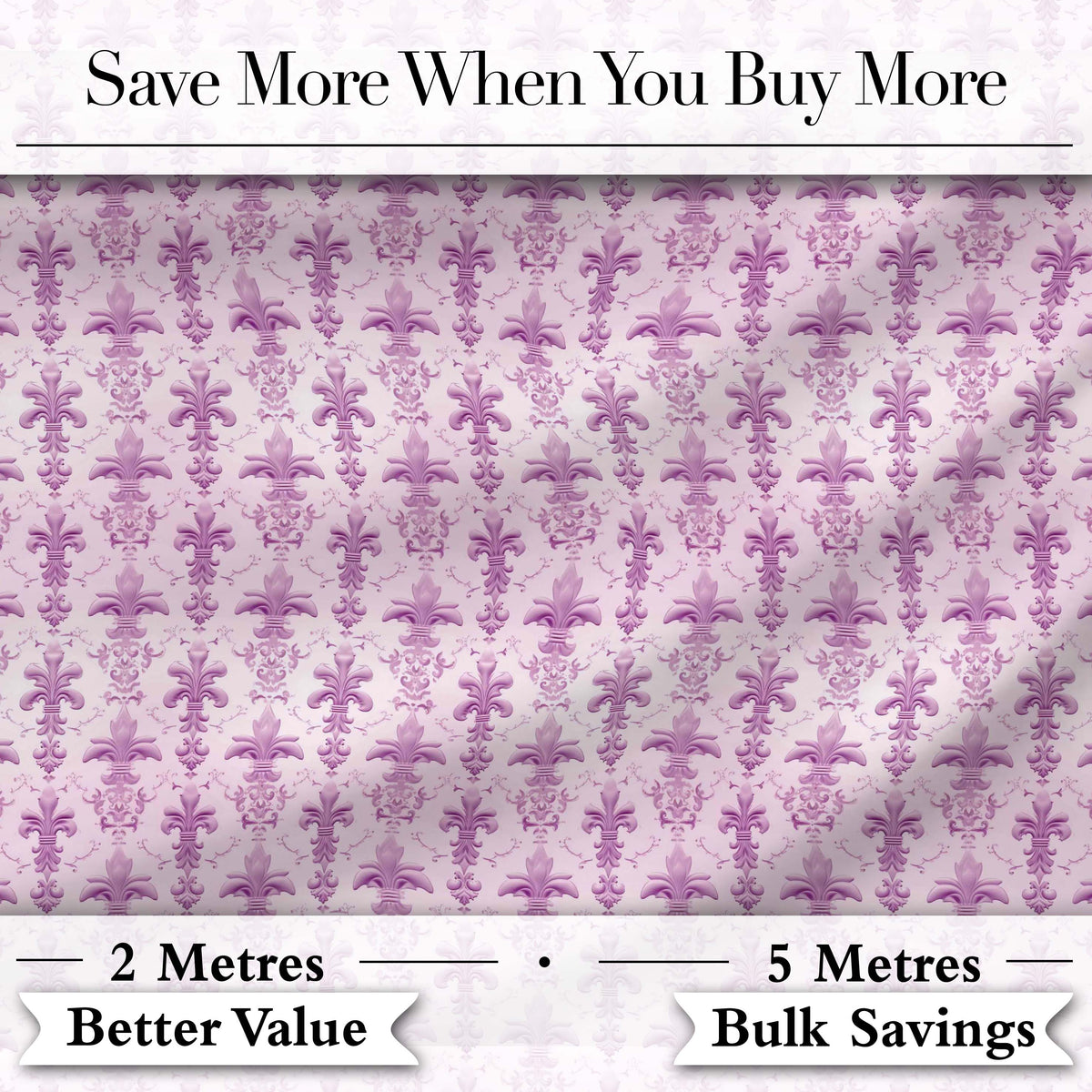 Classic French Fleur de Lis Pattern in Light Lavender on Cream Digital Print Fabric by the Metre UK Sewing Quilting Textile