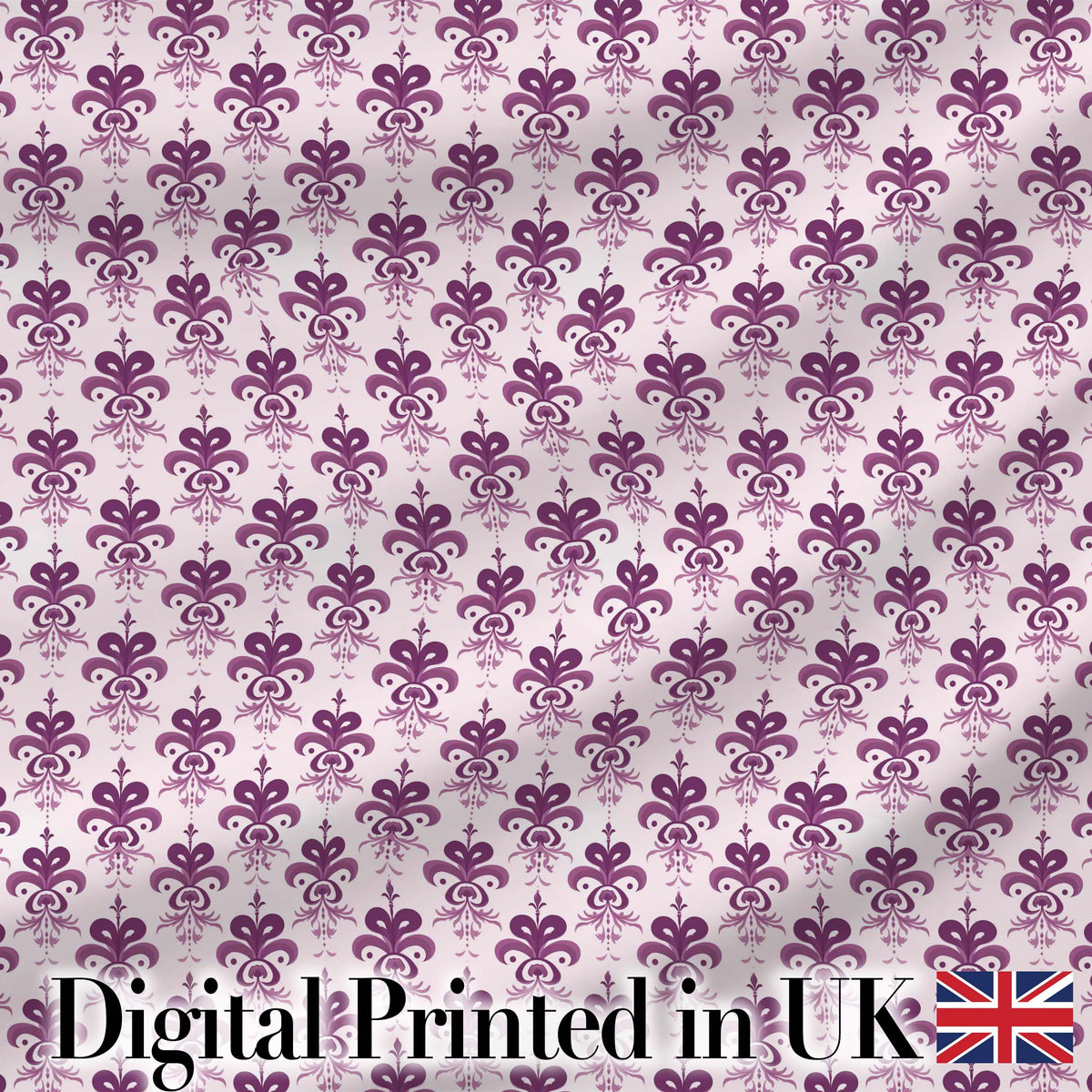 Elegant Plum Floral Damask Repeat Pattern Light Background Seamless Digital Print Fabric by the Metre UK Sewing Quilting Textile