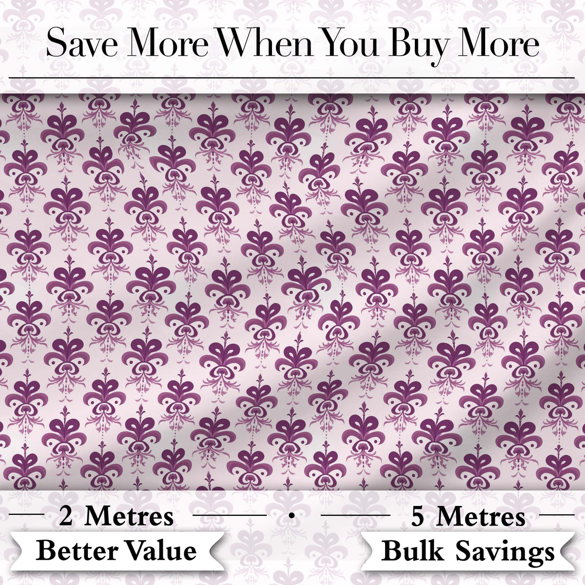 Elegant Plum Floral Damask Repeat Pattern Light Background Seamless Digital Print Fabric by the Metre UK Sewing Quilting Textile
