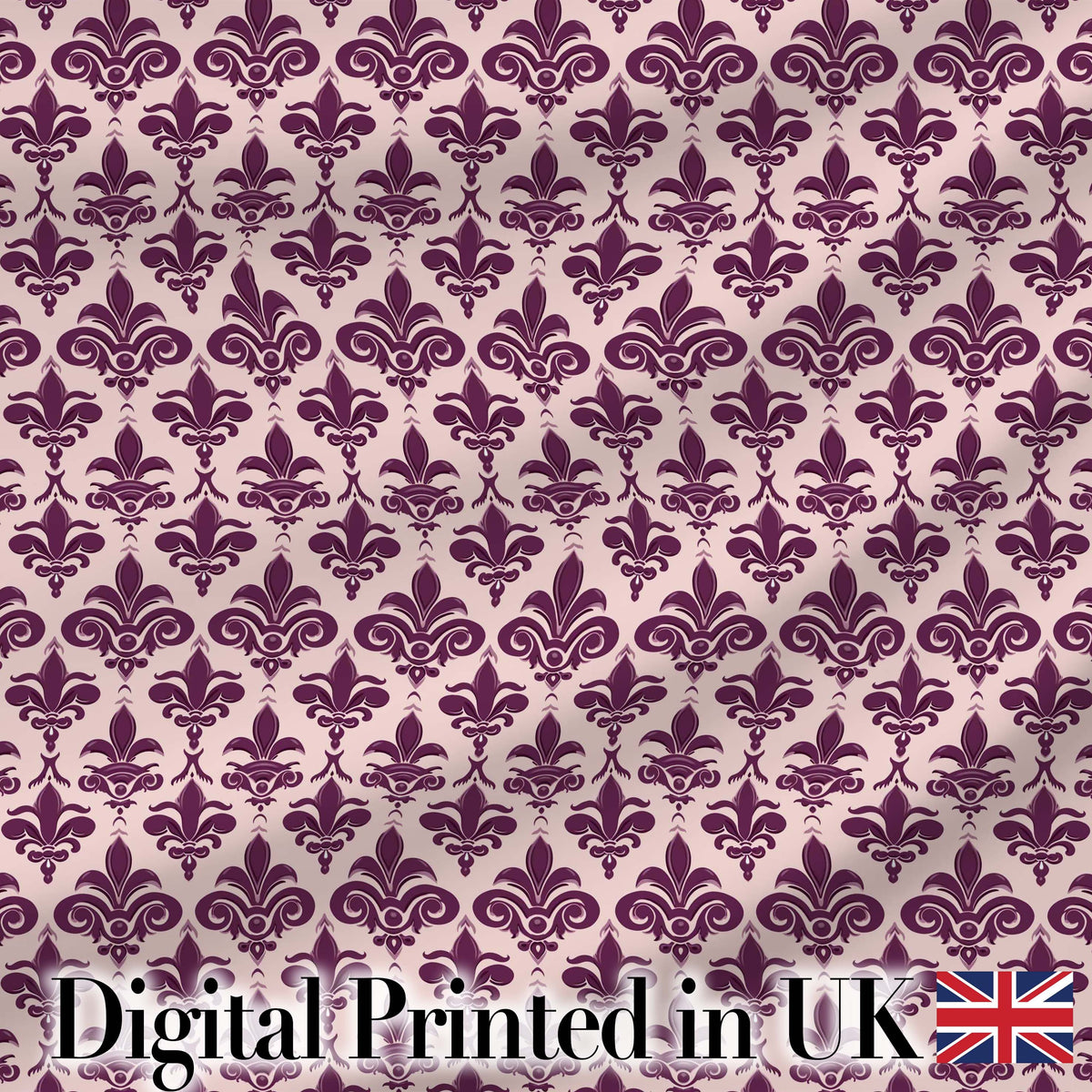 Classic Plum Damask Floral Repeat Pattern Elegant Background Digital Print Fabric by the Metre UK Sewing Quilting Textile