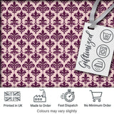 Classic Plum Damask Floral Repeat Pattern Elegant Background Digital Print Fabric by the Metre UK Sewing Quilting Textile