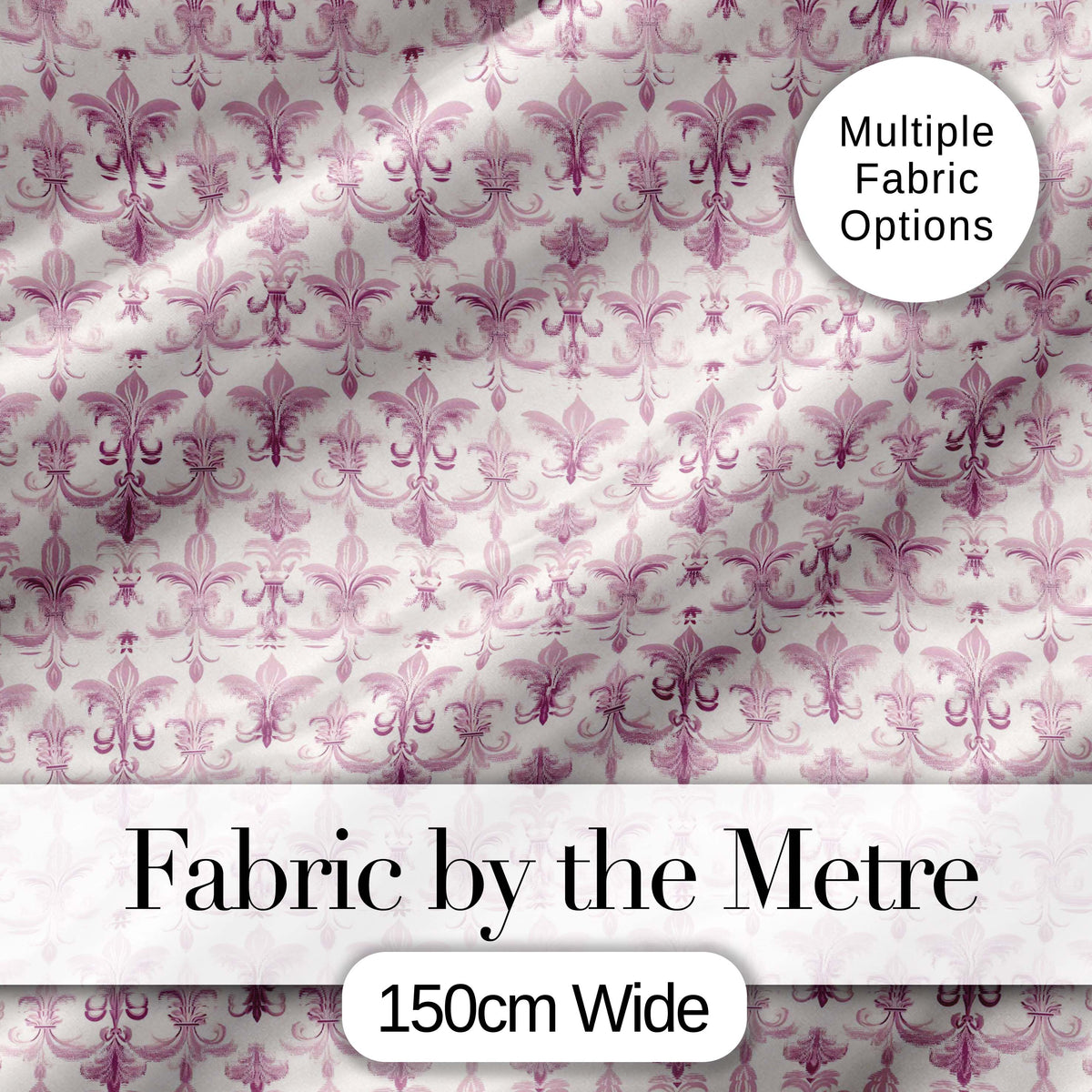 Soft Lavender Ornate Fleur De Lis Seamless Pattern Subtle Vintage Digital Print Fabric by the Metre UK Sewing Quilting Textile