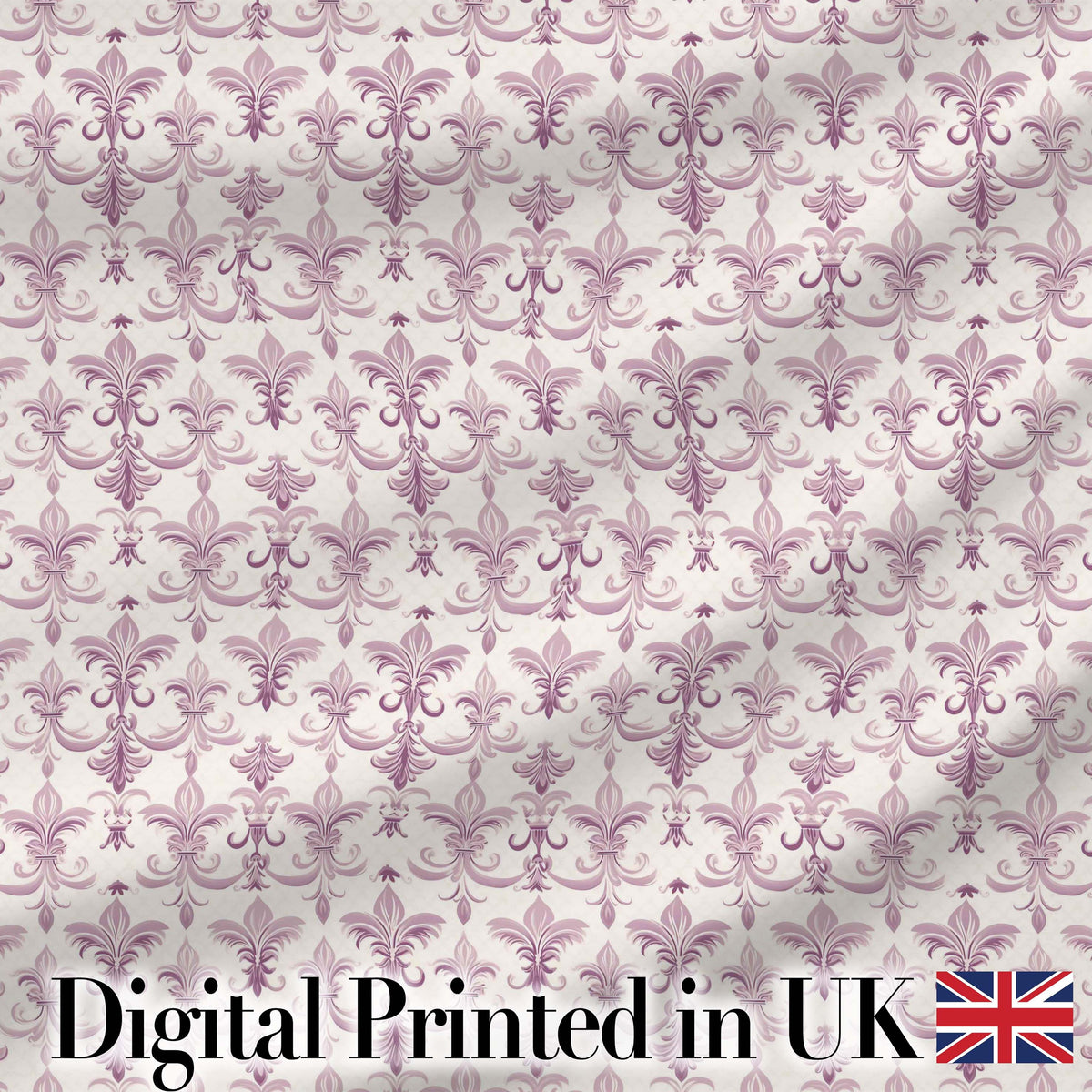 Soft Lavender Ornate Fleur De Lis Seamless Pattern Subtle Vintage Digital Print Fabric by the Metre UK Sewing Quilting Textile