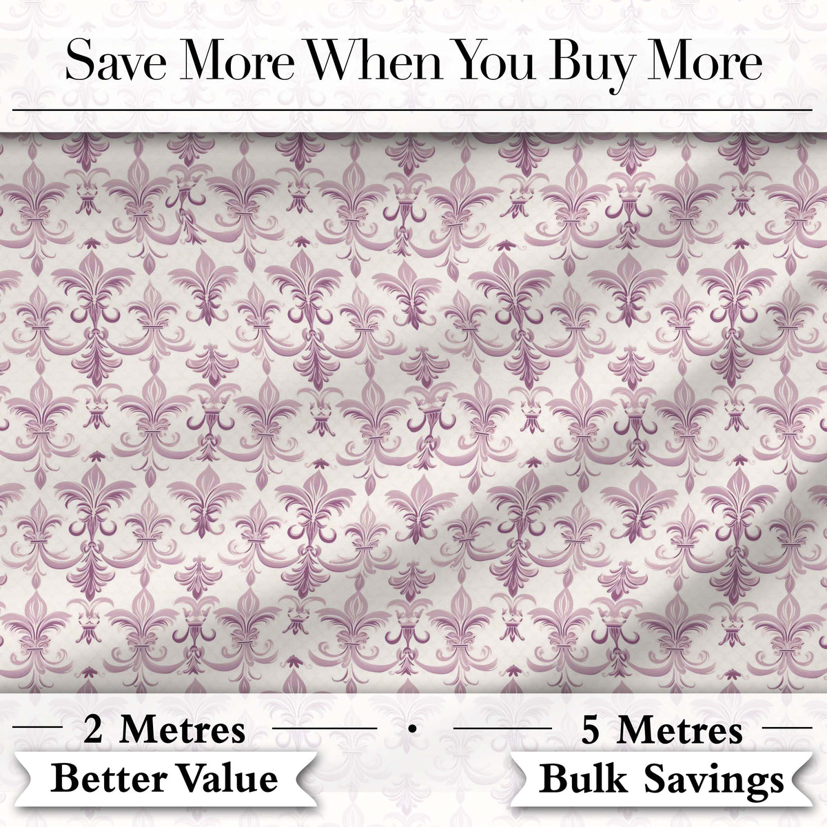 Soft Lavender Ornate Fleur De Lis Seamless Pattern Subtle Vintage Digital Print Fabric by the Metre UK Sewing Quilting Textile