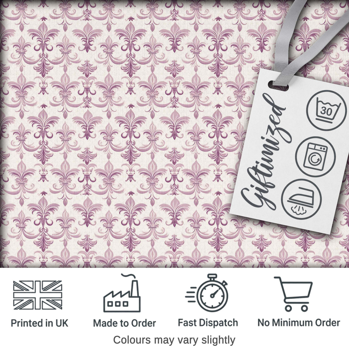 Soft Lavender Ornate Fleur De Lis Seamless Pattern Subtle Vintage Digital Print Fabric by the Metre UK Sewing Quilting Textile