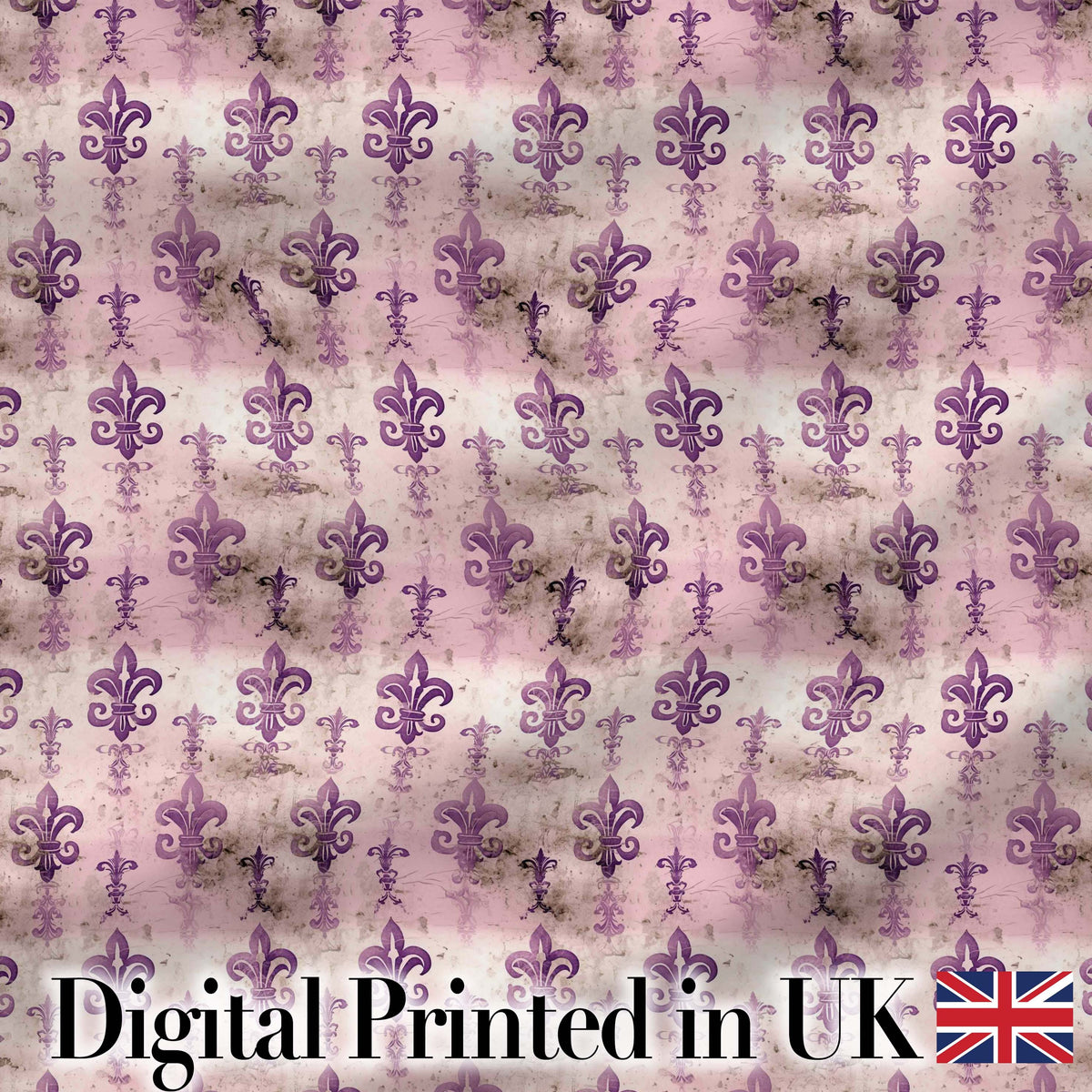 Traditional Plum Fleur De Lis Pattern Symmetrical Vintage Design Digital Print Fabric by the Metre UK Sewing Quilting Textile