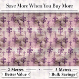 Traditional Plum Fleur De Lis Pattern Symmetrical Vintage Design Digital Print Fabric by the Metre UK Sewing Quilting Textile
