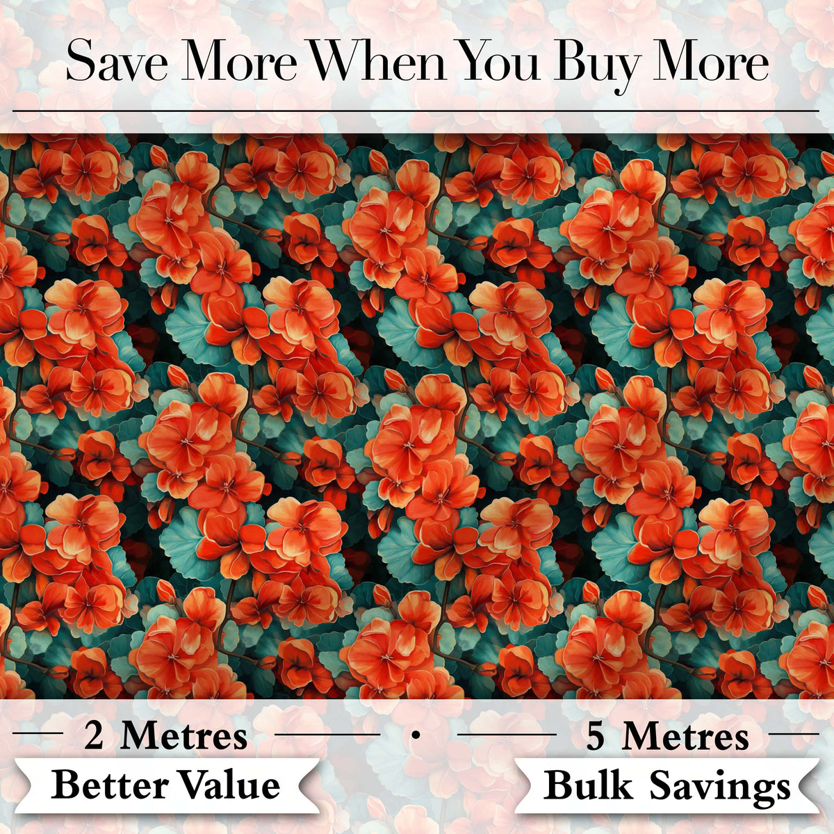 Bold Orange Hibiscus Floral Seamless Pattern Teal Leaf Tropical Style Digital Print Fabric by the Metre UK Sewing Quilting Textile