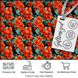 Bold Orange Hibiscus Floral Seamless Pattern Teal Leaf Tropical Style Digital Print Fabric by the Metre UK Sewing Quilting Textile