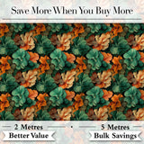 Autumn Leaves and Orange Floral Seamless Pattern Dark Botanical Digital Print Fabric by the Metre UK Sewing Quilting Textile