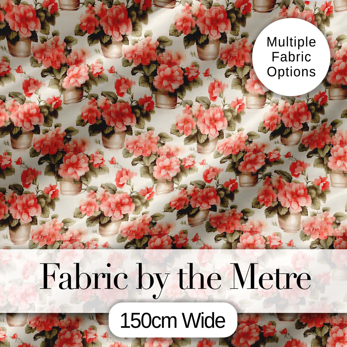 Potted Pink Flowers Vintage Arrangement Seamless Pattern Classic Floral Digital Print Fabric by the Metre UK Sewing Quilting Textile