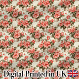 Potted Pink Flowers Vintage Arrangement Seamless Pattern Classic Floral Digital Print Fabric by the Metre UK Sewing Quilting Textile