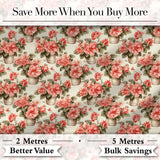 Potted Pink Flowers Vintage Arrangement Seamless Pattern Classic Floral Digital Print Fabric by the Metre UK Sewing Quilting Textile