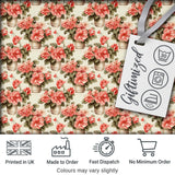 Potted Pink Flowers Vintage Arrangement Seamless Pattern Classic Floral Digital Print Fabric by the Metre UK Sewing Quilting Textile