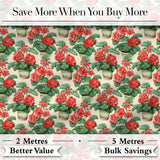 Red Geranium Potted Plant Seamless Pattern Botanical Garden Style Digital Print Fabric by the Metre UK Sewing Quilting Textile