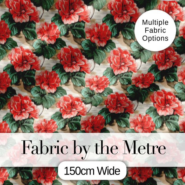 Classic Red Rose Cluster Seamless Pattern Garden Inspired Textile Digital Print Fabric by the Metre UK Sewing Quilting Textile