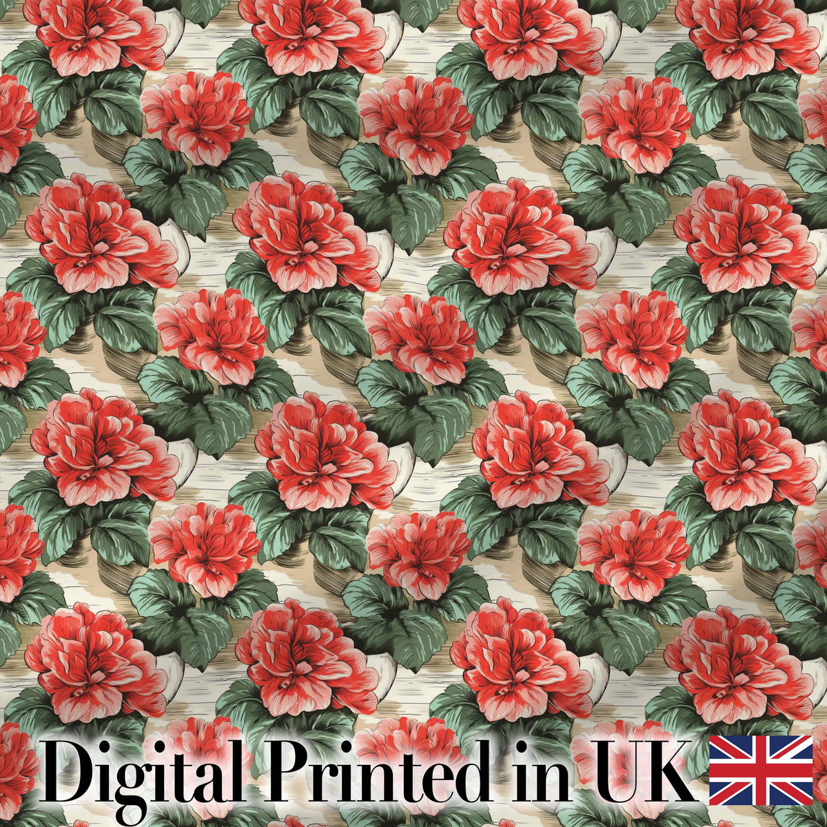 Classic Red Rose Cluster Seamless Pattern Garden Inspired Textile Digital Print Fabric by the Metre UK Sewing Quilting Textile