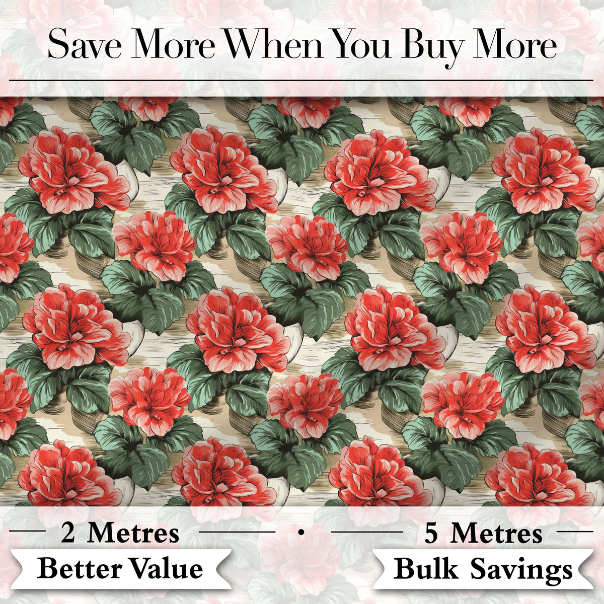 Classic Red Rose Cluster Seamless Pattern Garden Inspired Textile Digital Print Fabric by the Metre UK Sewing Quilting Textile