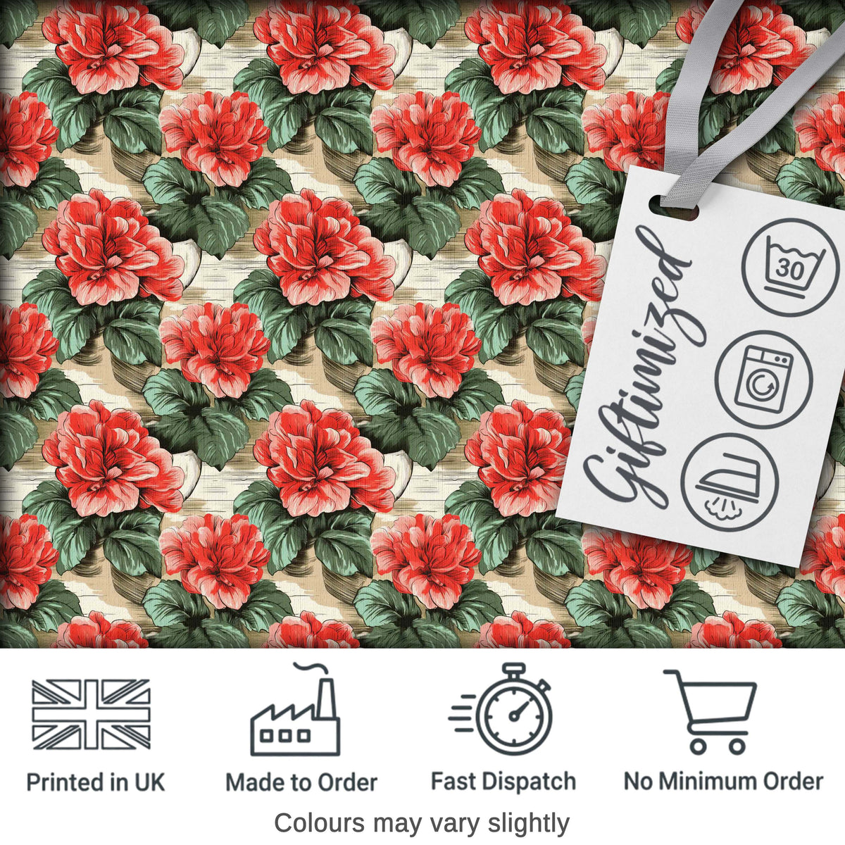 Classic Red Rose Cluster Seamless Pattern Garden Inspired Textile Digital Print Fabric by the Metre UK Sewing Quilting Textile