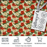 Red and Cream Floral Garden Seamless Pattern Vintage Botanical Style Digital Print Fabric by the Metre UK Sewing Quilting Textile