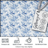 Blue Bird and Floral Toile Seamless Pattern Vintage Garden Scene Digital Print Fabric by the Metre UK Sewing Quilting Textile