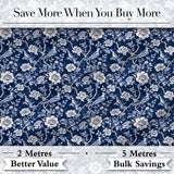 Elegant Blue Floral Birds Branch Pattern Seamless Vintage Style Digital Print Fabric by the Metre UK Sewing Quilting Textile