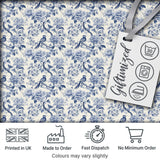 Soft Blue Floral Bird Branch Toile Style Seamless Vintage Pattern Digital Print Fabric by the Metre UK Sewing Quilting Textile
