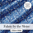 Blue Blossom Tree Birds Oriental Scenic Seamless Pattern Digital Print Fabric by the Metre UK Sewing Quilting Textile