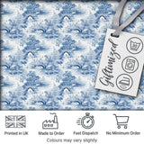Light Blue Asian Bridge Garden Scenic Seamless Pattern Digital Print Fabric by the Metre UK Sewing Quilting Textile