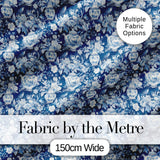 Vintage Blue Porcelain Floral Vase Bird Seamless Pattern Digital Print Fabric by the Metre UK Sewing Quilting Textile