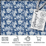 Vintage Blue Porcelain Floral Vase Bird Seamless Pattern Digital Print Fabric by the Metre UK Sewing Quilting Textile
