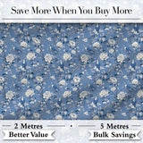 Blue Bird Floral Branch Elegant Seamless Vintage Pattern Digital Print Fabric by the Metre UK Sewing Quilting Textile