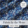 Elegant Blue Toile Garden Landscape Floral Seamless Pattern Digital Print Fabric by the Metre UK Sewing Quilting Textile
