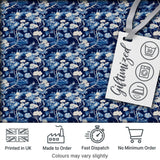 Elegant Blue Toile Garden Landscape Floral Seamless Pattern Digital Print Fabric by the Metre UK Sewing Quilting Textile