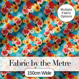 Bright Tropic Hibiscus Bloom Wild Floral Seamless Pattern Digital Print Fabric by the Metre UK Sewing Quilting Textile