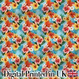 Bright Tropic Hibiscus Bloom Wild Floral Seamless Pattern Digital Print Fabric by the Metre UK Sewing Quilting Textile