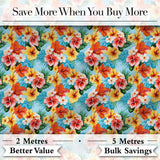Bright Tropic Hibiscus Bloom Wild Floral Seamless Pattern Digital Print Fabric by the Metre UK Sewing Quilting Textile