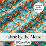 Bright Orange Hibiscus Tropical Leaves Seamless Pattern Digital Print Fabric by the Metre UK Sewing Quilting Textile
