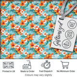 Bright Orange Hibiscus Tropical Leaves Seamless Pattern Digital Print Fabric by the Metre UK Sewing Quilting Textile