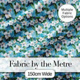 White Hibiscus Blue Leaf Tropical Floral Seamless Pattern Digital Print Fabric by the Metre UK Sewing Quilting Textile