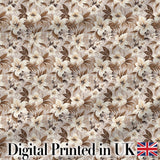 Neutral Beige Tropical Hibiscus Floral Seamless Pattern Digital Print Fabric by the Metre UK Sewing Quilting Textile