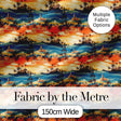 Tropical Island Sunset Palm Scene Seamless Pattern Digital Print Fabric by the Metre UK Sewing Quilting Textile