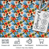 Vibrant Blue Orange Hibiscus Tropical Floral Seamless Pattern Digital Print Fabric by the Metre UK Sewing Quilting Textile